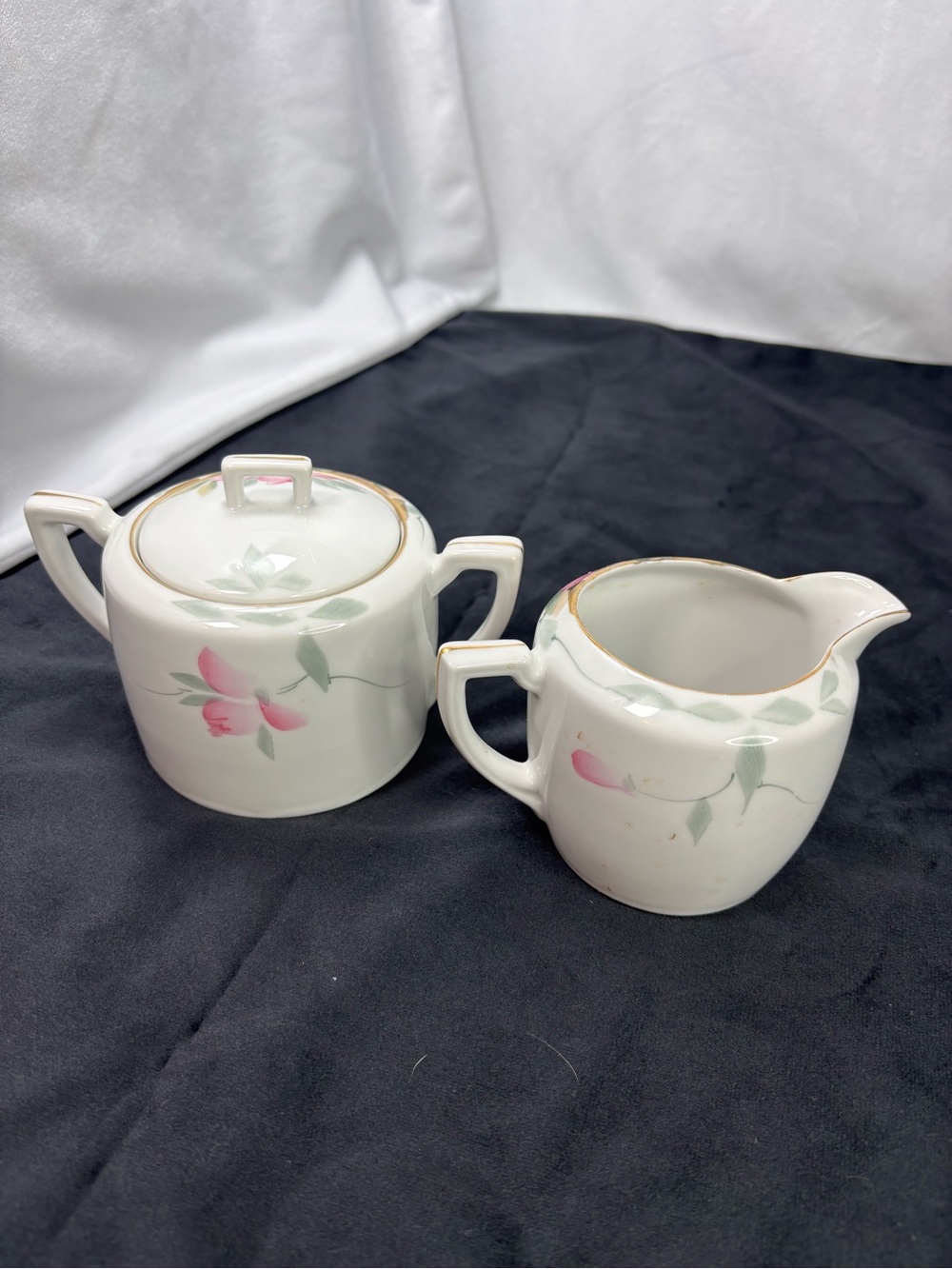 Vintage 1920's Noritake Hand-painted Sugar and Creamer Azalea Pattern # 19322 - Picture 6 of 9